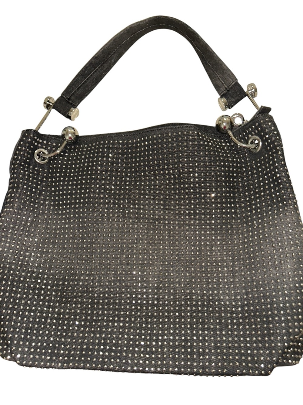 Simply Noelle Black Denim Studded Hobo with Silver Hardware NWT